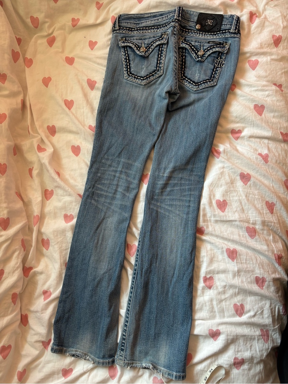 Miss Me Light Blue Embroidered Distressed Bootcut Jeans